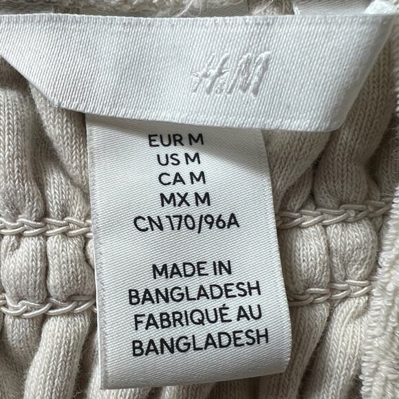 H&M Smocked Cream Terry Camisole Tube Cropped Top Size M - Picture 5 of 6